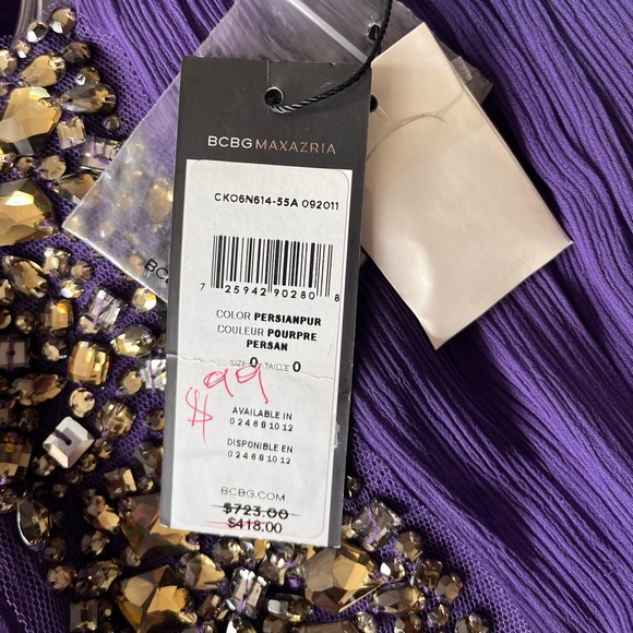 NWT BCBG MaxAzria Exene Silk Blend Strapless Dress 0 - Picture 6 of 16